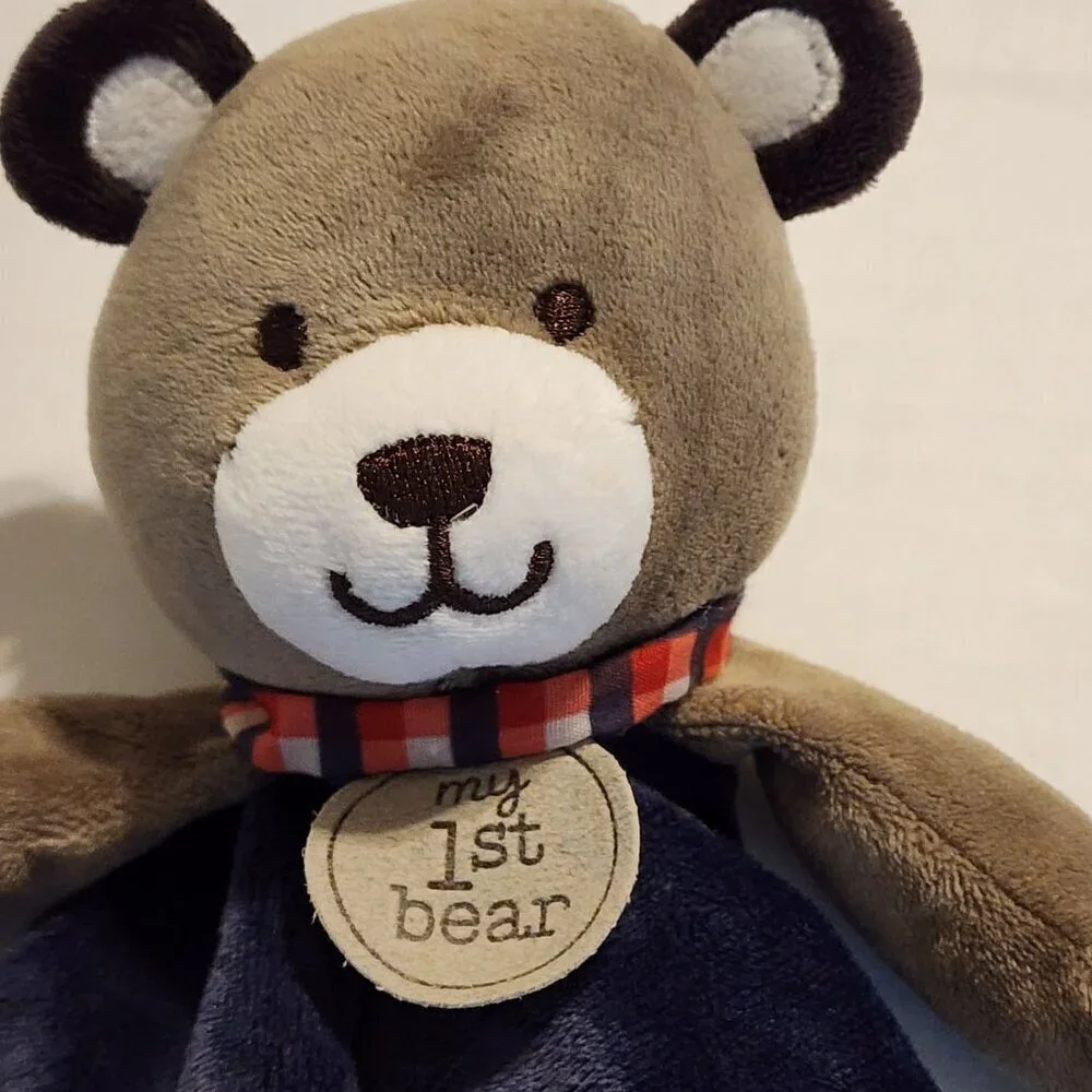 Carter's first bear plush lovey security blanket rattle  navy blue